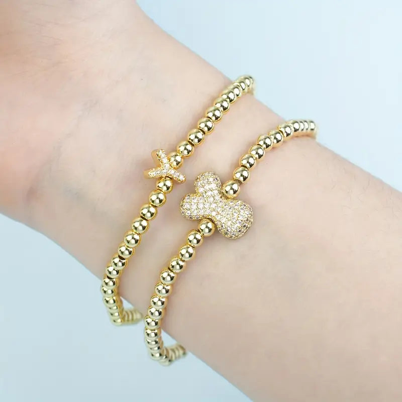 A-Z Bubble Initial Beaded Bracelet Set