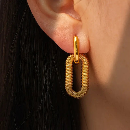 Oval Link Dangle Earrings