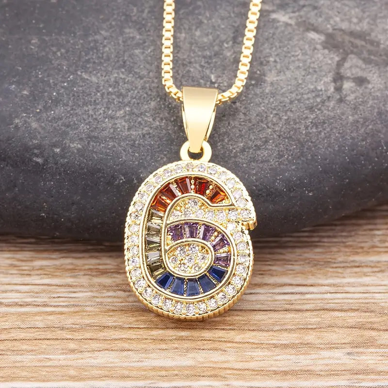 Luxe Number Rainbow Necklace