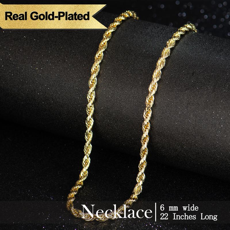 14K Gold Plated Rope Chain Necklace