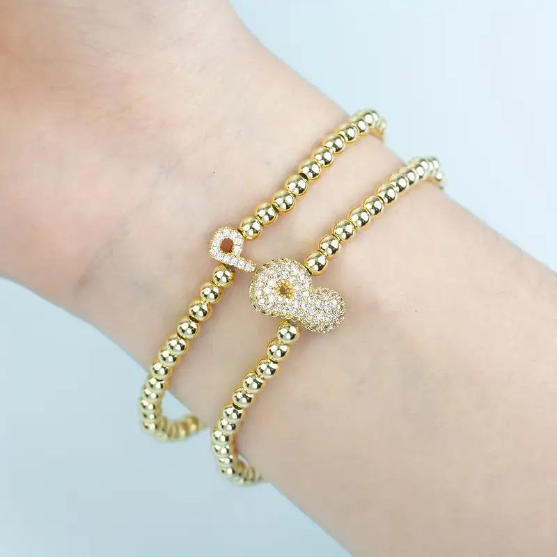 A-Z Bubble Initial Beaded Bracelet Set