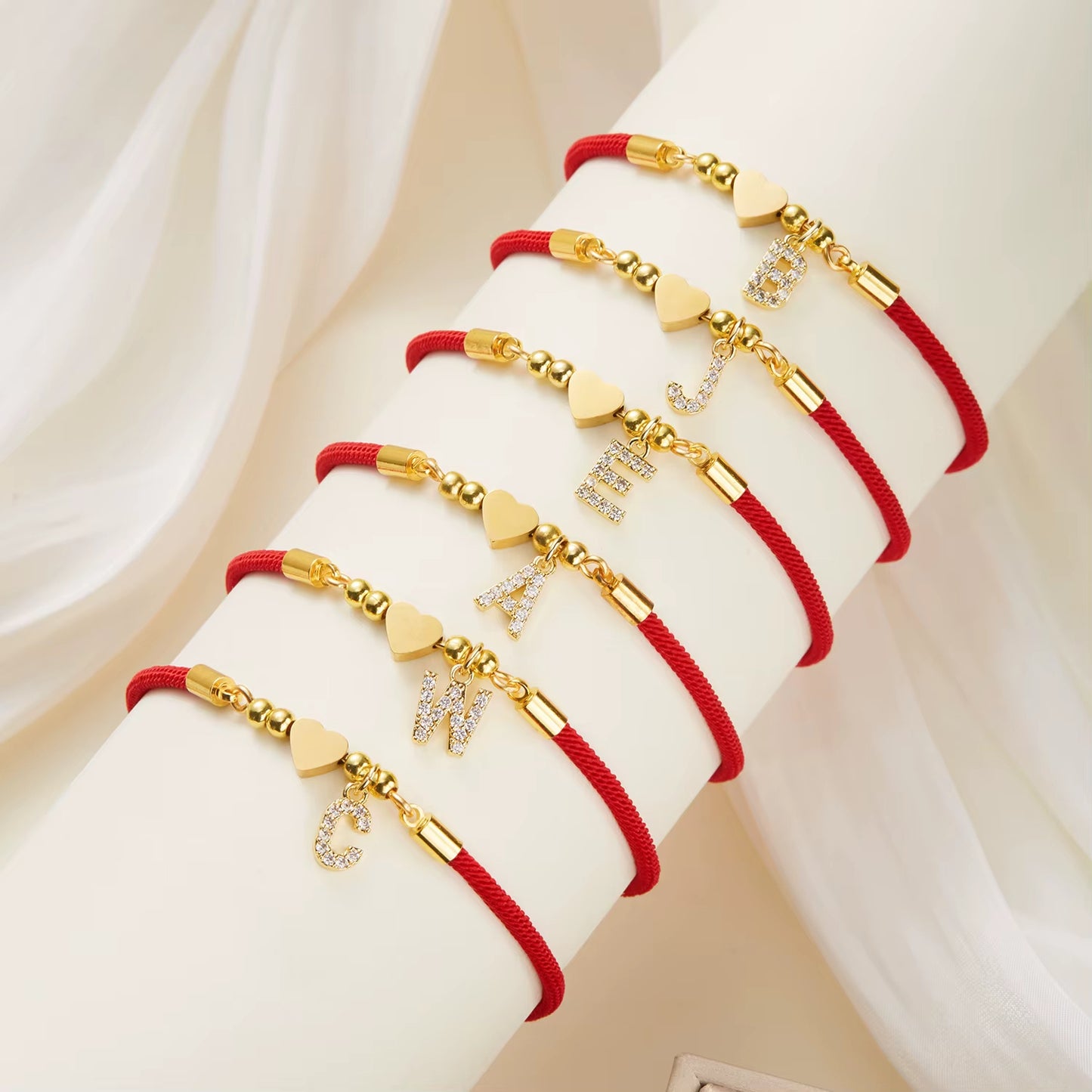 A-Z Diamond Initial Heart Rope Bracelet