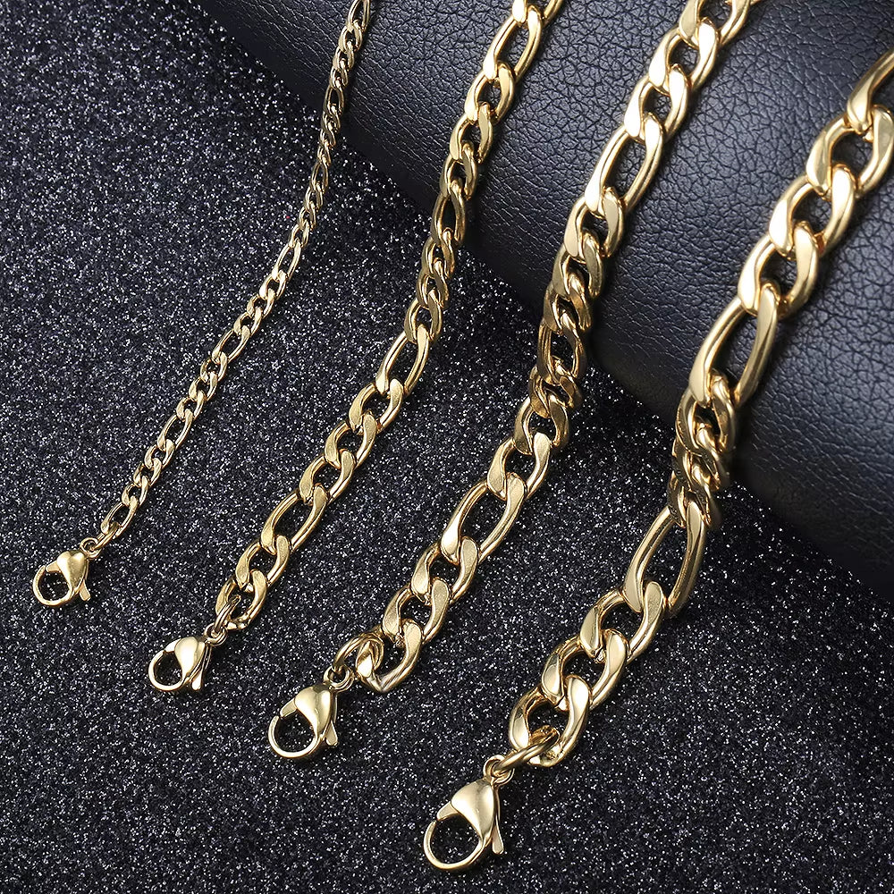 14K Gold Plated Figaro Chain Bracelet