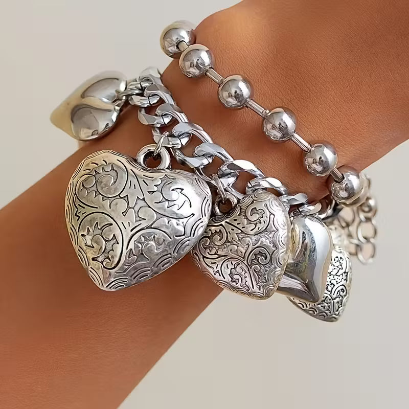 2pc Abundant Heart Bangle Bracelet
