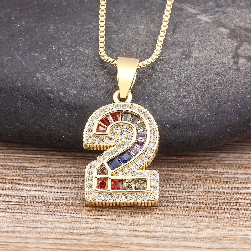 Luxe Number Rainbow Necklace