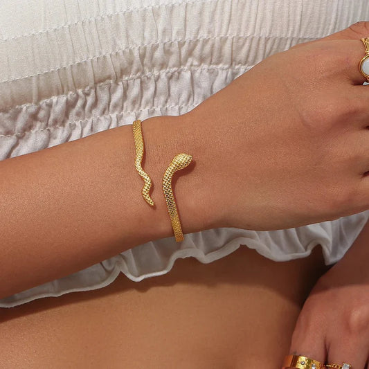 Adjustable Sleek Snake Cuff Bracelet