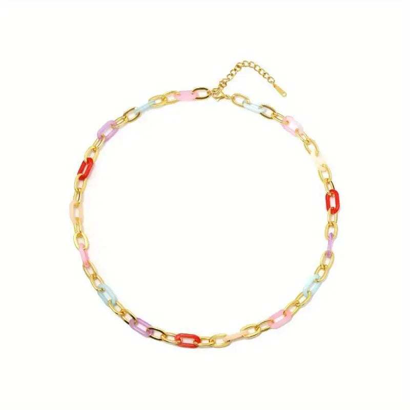 Alternating Paperclip Rainbow Necklace