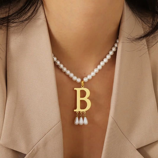 A-Z Luxe Initial Pearl Necklace