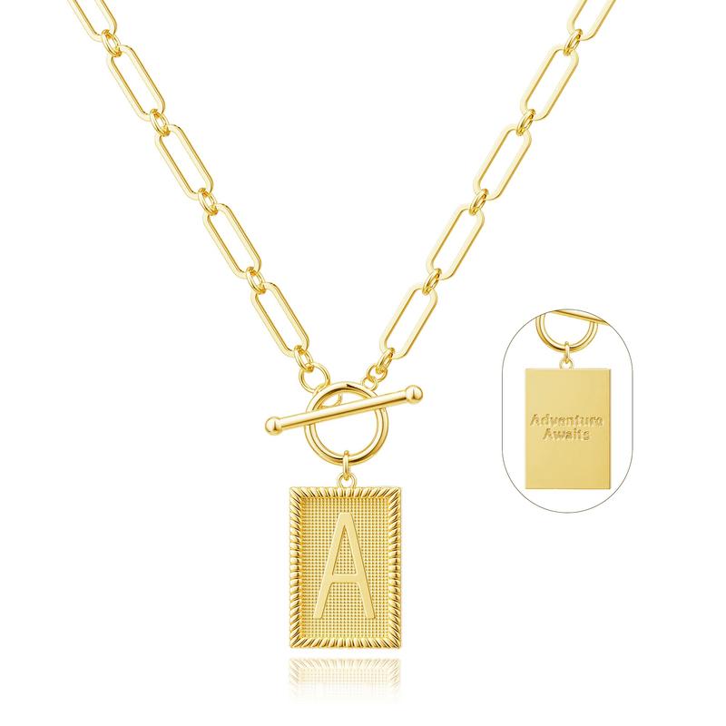 Dainty Initial Toggle Necklace