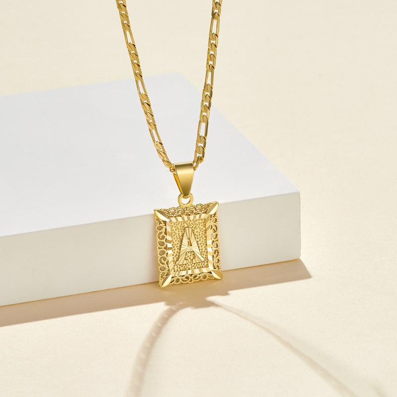 18K Gold Plated Square Letter Necklace