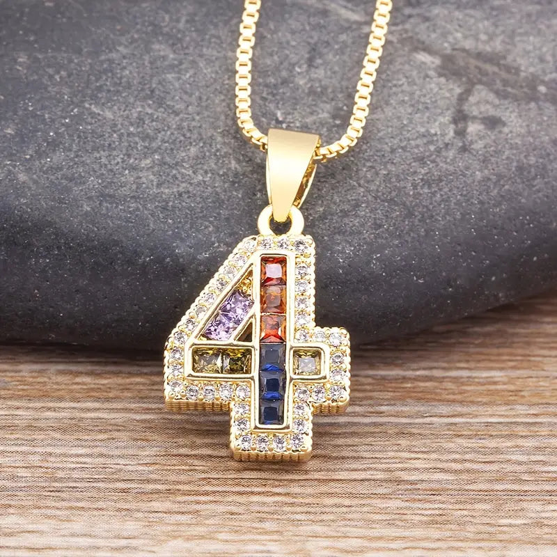 Luxe Number Rainbow Necklace