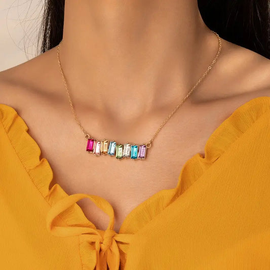 Square Prism Rainbow Necklace