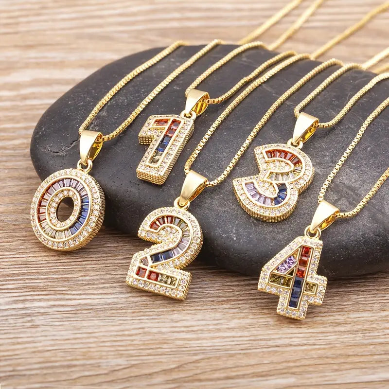 Luxe Number Rainbow Necklace