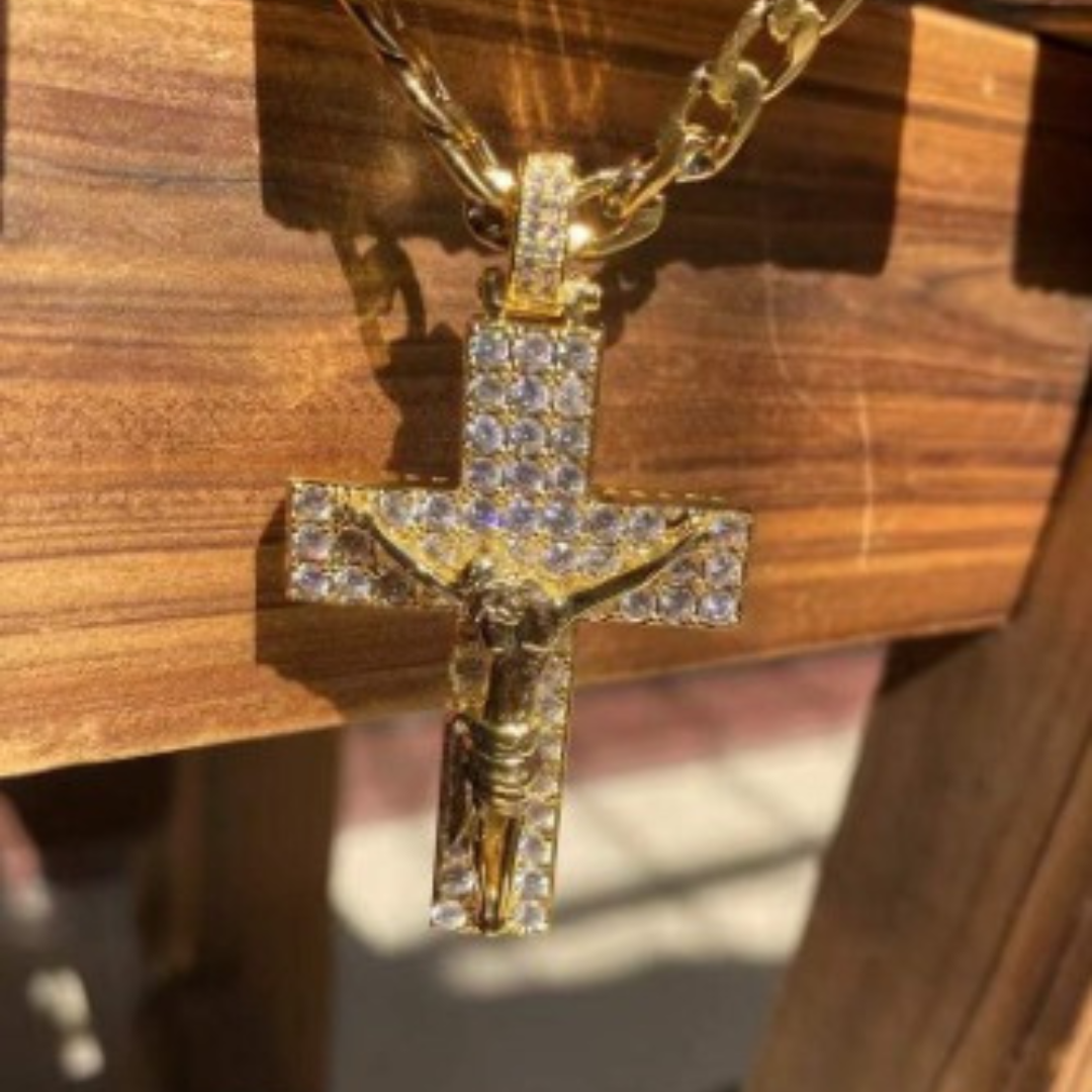 14K Gold Plated Jesus Christ Crucifix Necklace