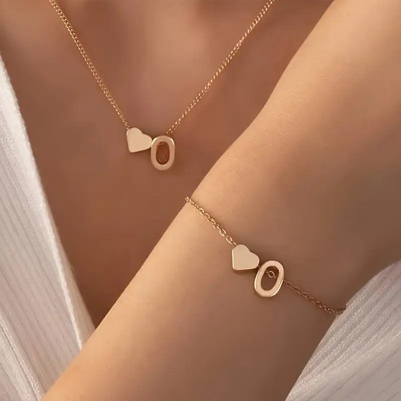 A-Z Heart Initial Jewelry Set