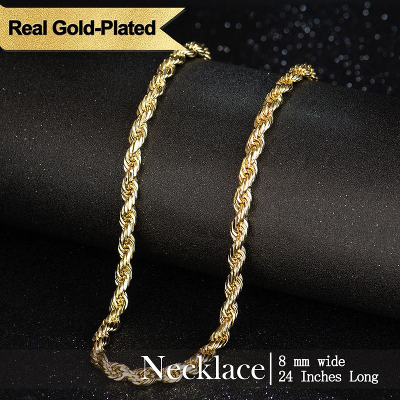 14K Gold Plated Rope Chain Necklace