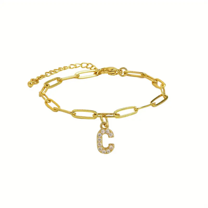 A-Z Initial Paperclip Bracelet
