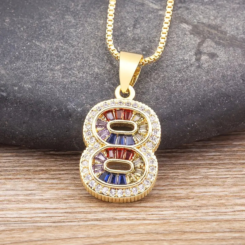 Luxe Number Rainbow Necklace