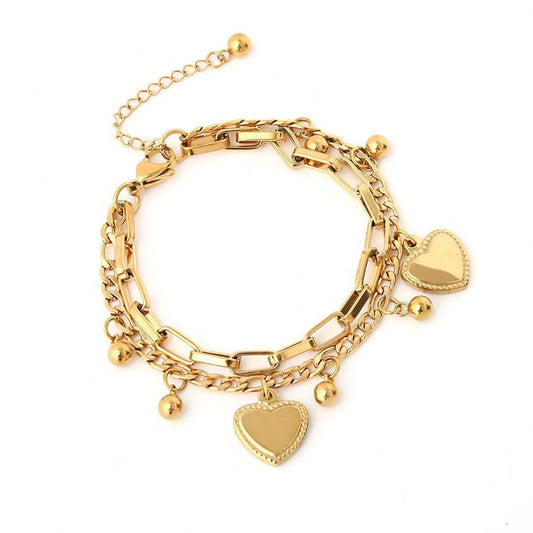 Beaded Ball Heart Bracelet Set