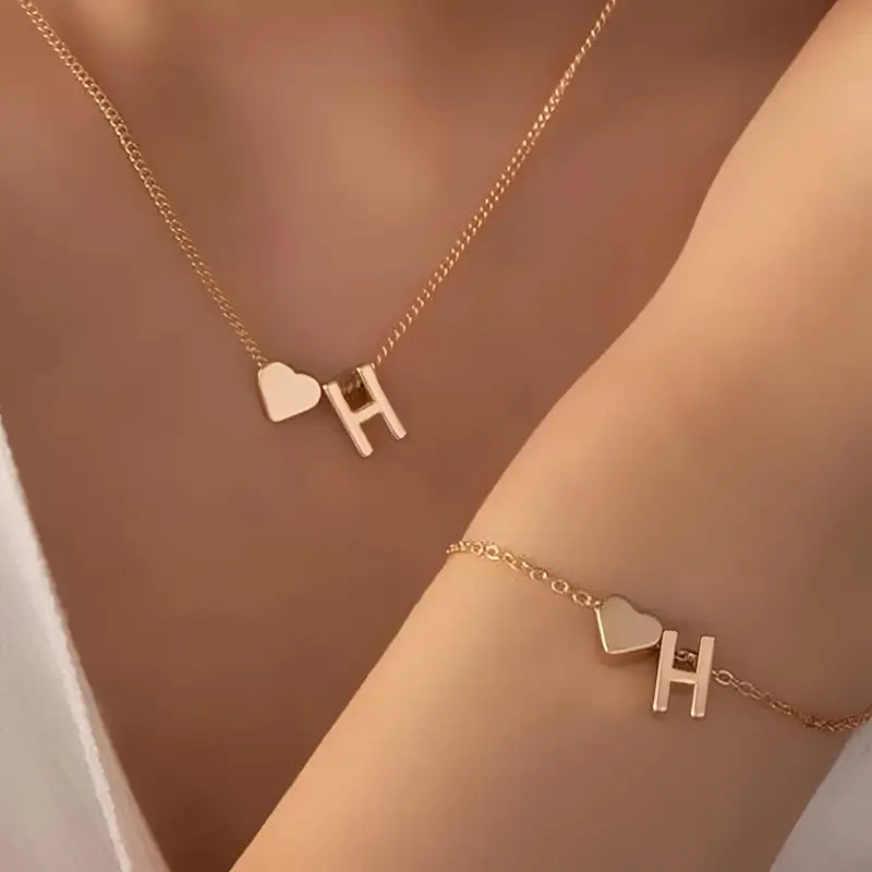 A-Z Heart Initial Jewelry Set