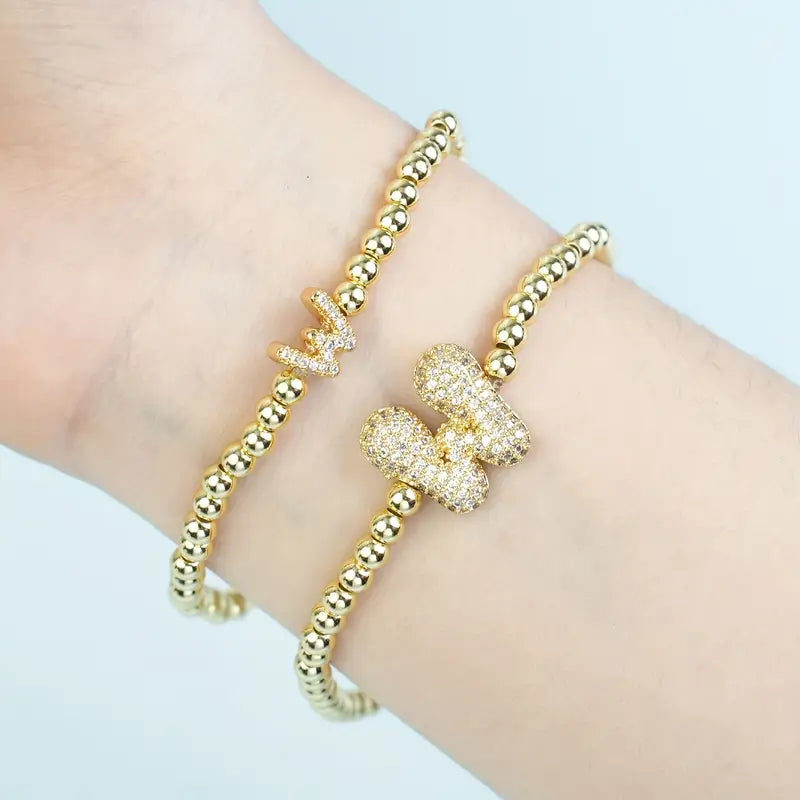 A-Z Bubble Initial Beaded Bracelet Set