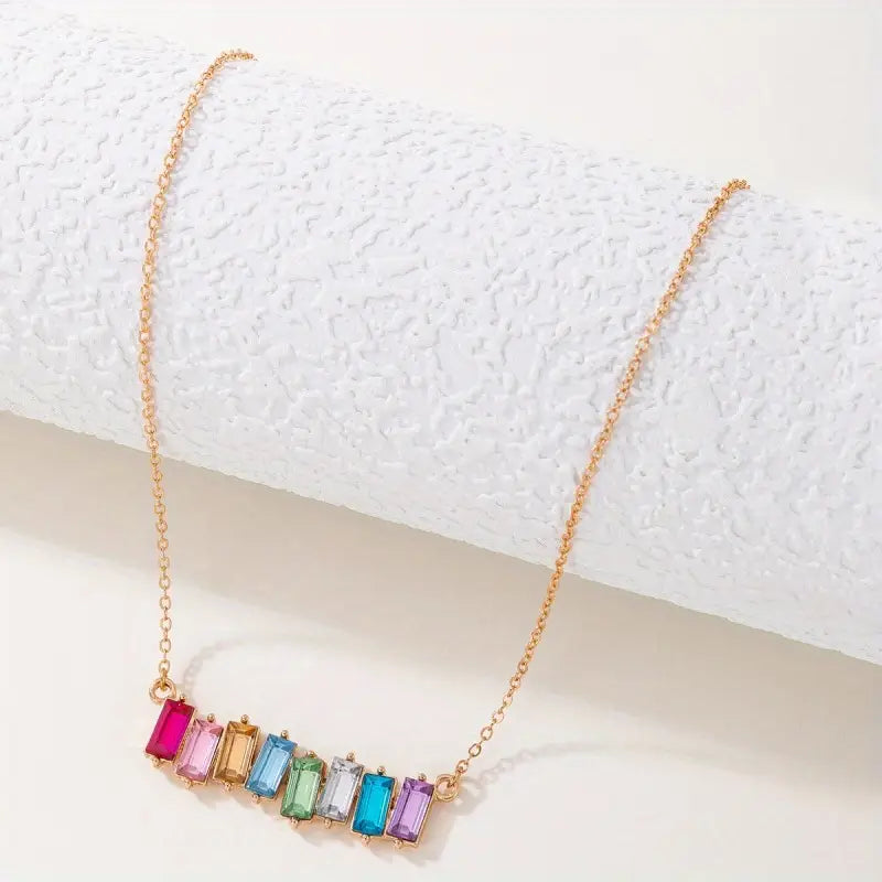 Square Prism Rainbow Necklace