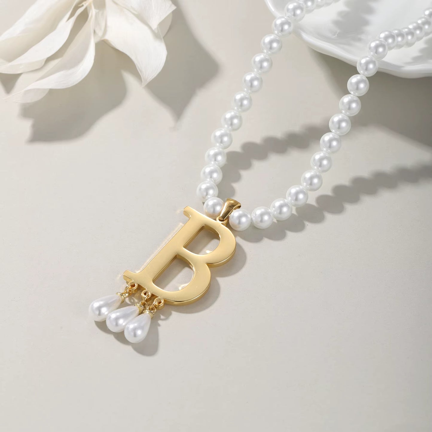A-Z Luxe Initial Pearl Necklace
