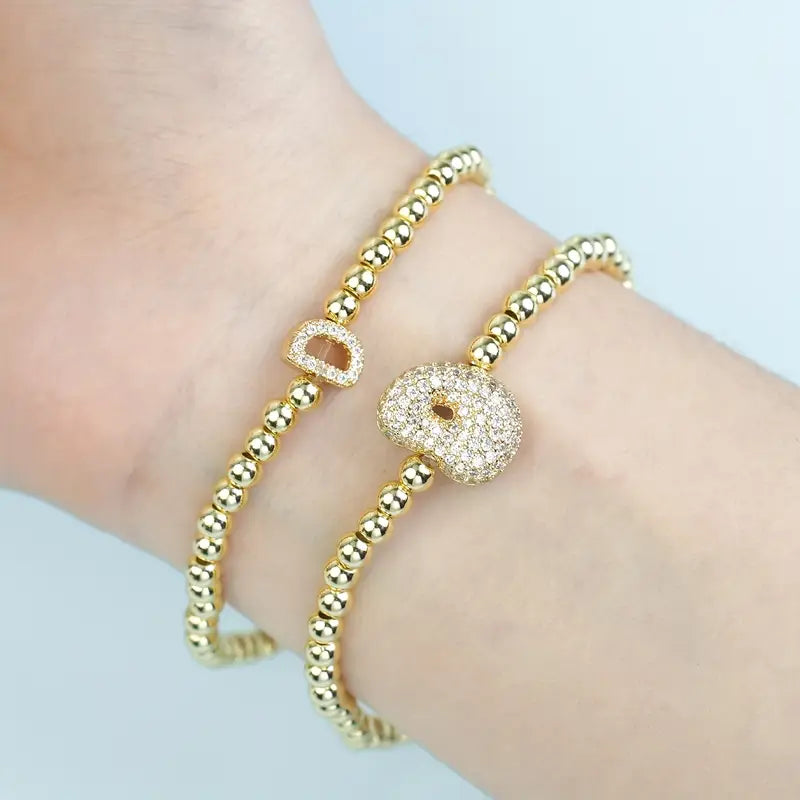 A-Z Bubble Initial Beaded Bracelet Set