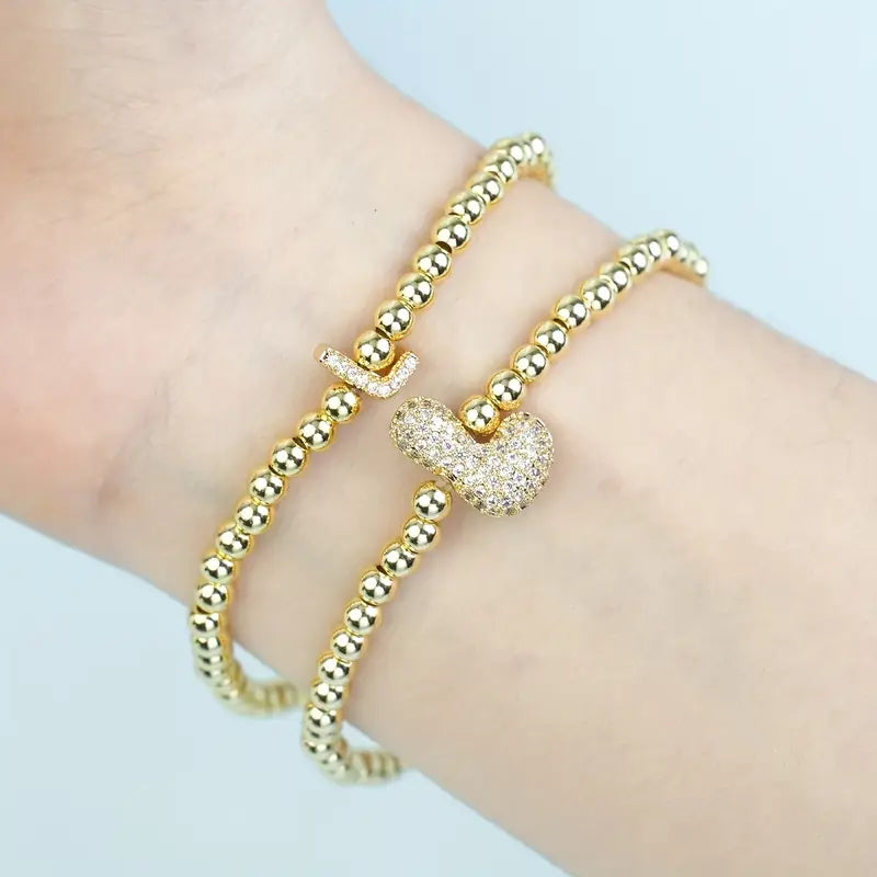 A-Z Bubble Initial Beaded Bracelet Set