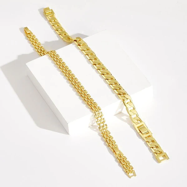 2pc 14k Chunky Link Bracelets