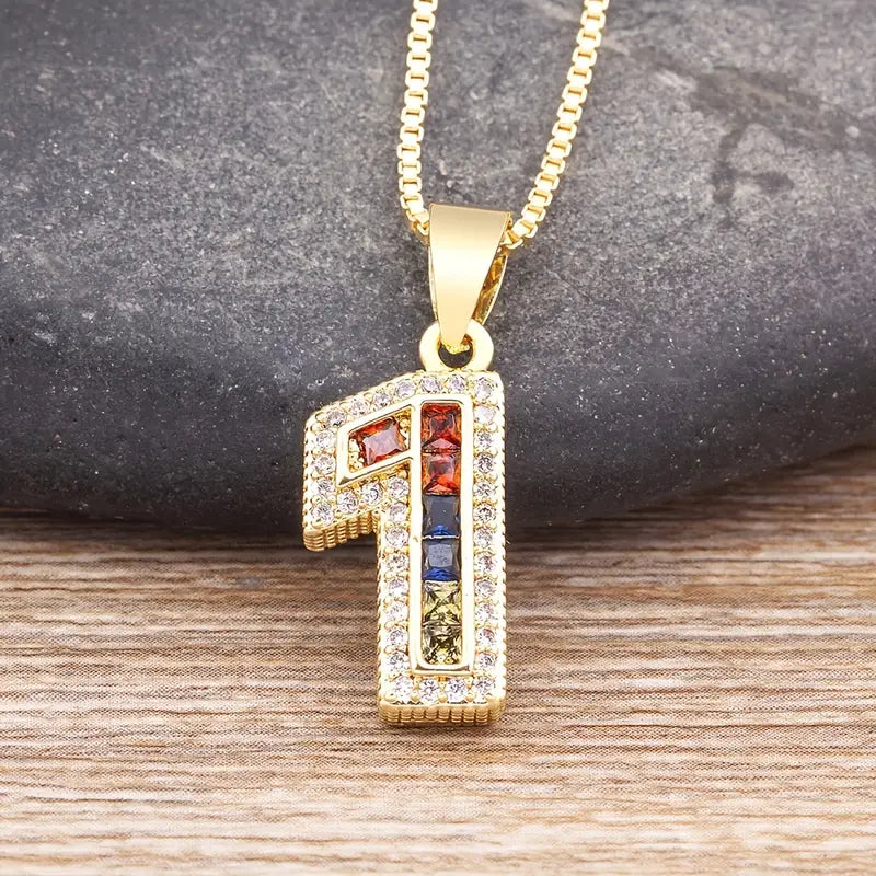 Luxe Number Rainbow Necklace