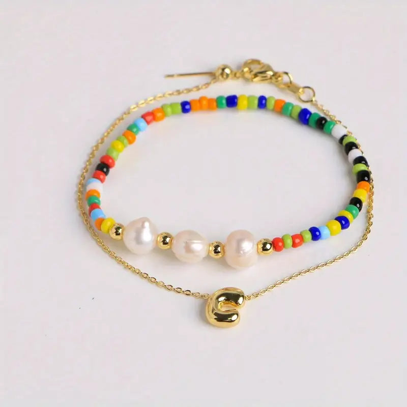 A-Z Initial Pearl Bracelet