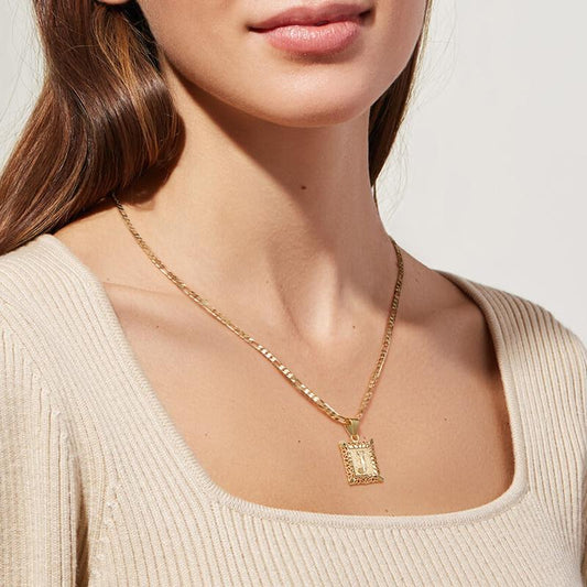 18K Gold Plated Square Letter Necklace