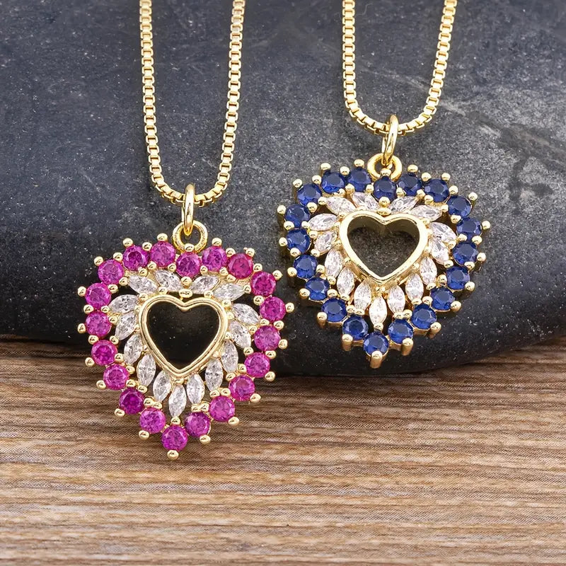 Floral Heart Rainbow Necklace