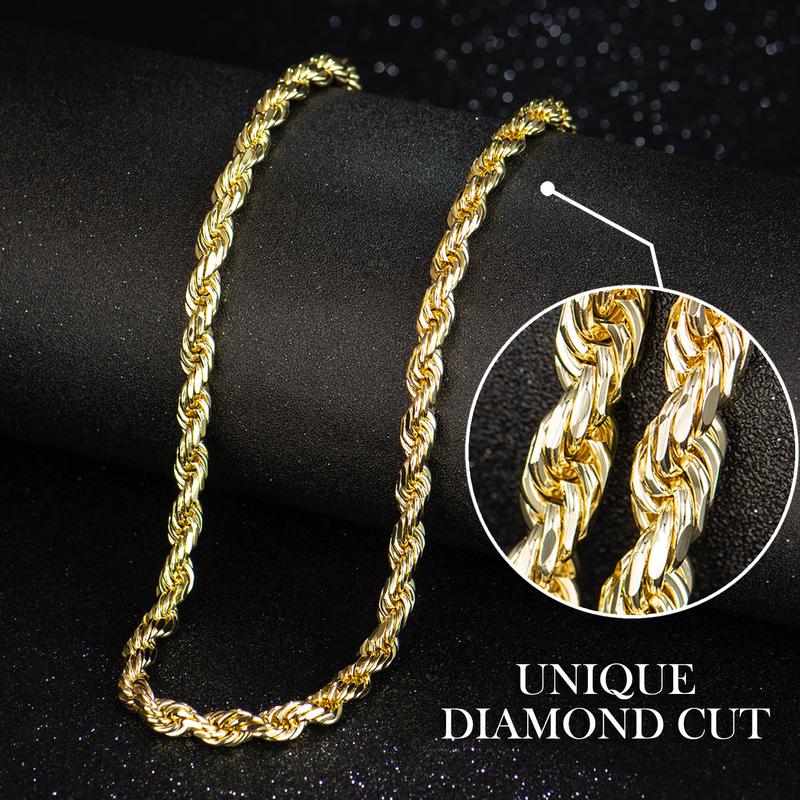 14K Gold Plated Rope Chain Necklace