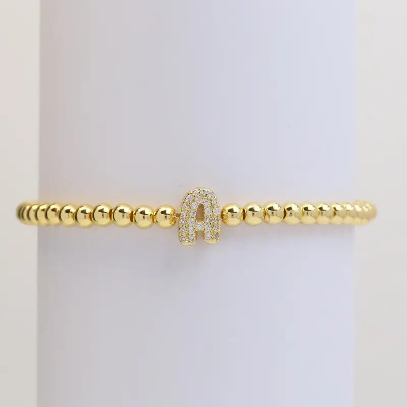 A-Z Bubble Initial Beaded Bracelet