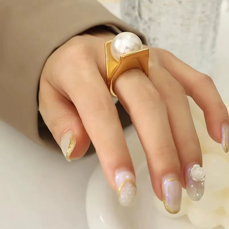 Y Shaped Pearl Ring