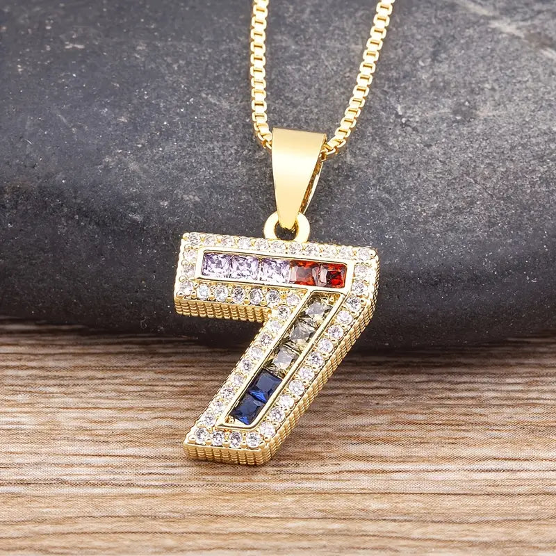 Luxe Number Rainbow Necklace