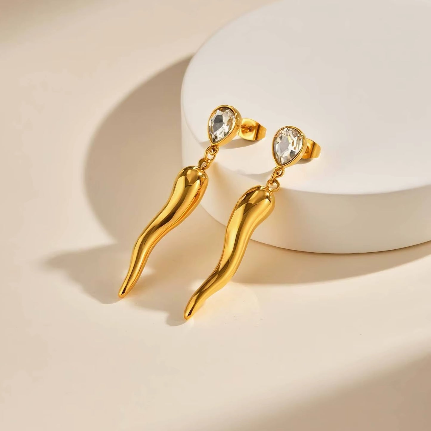 Italian Horn Dangle Earrings