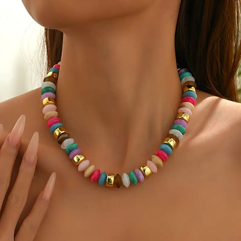 Bold Beaded Rainbow Necklace
