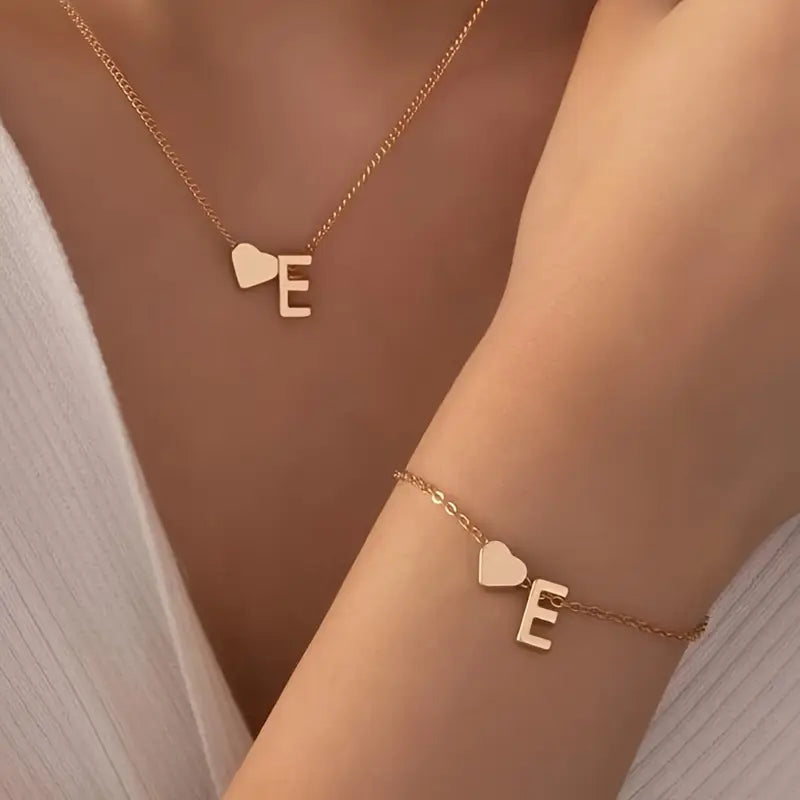 A-Z Heart Initial Jewelry Set
