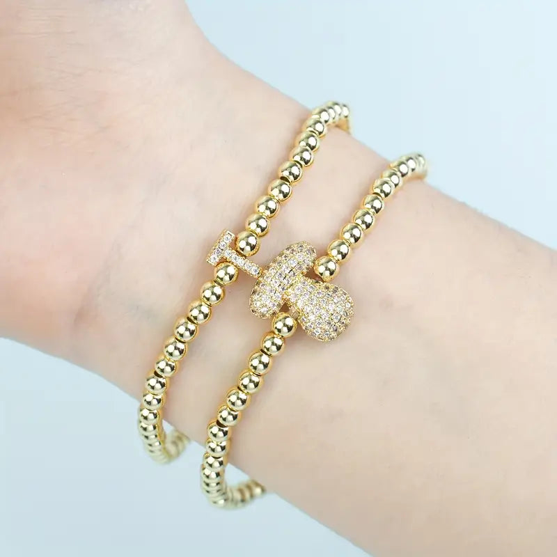A-Z Bubble Initial Beaded Bracelet Set