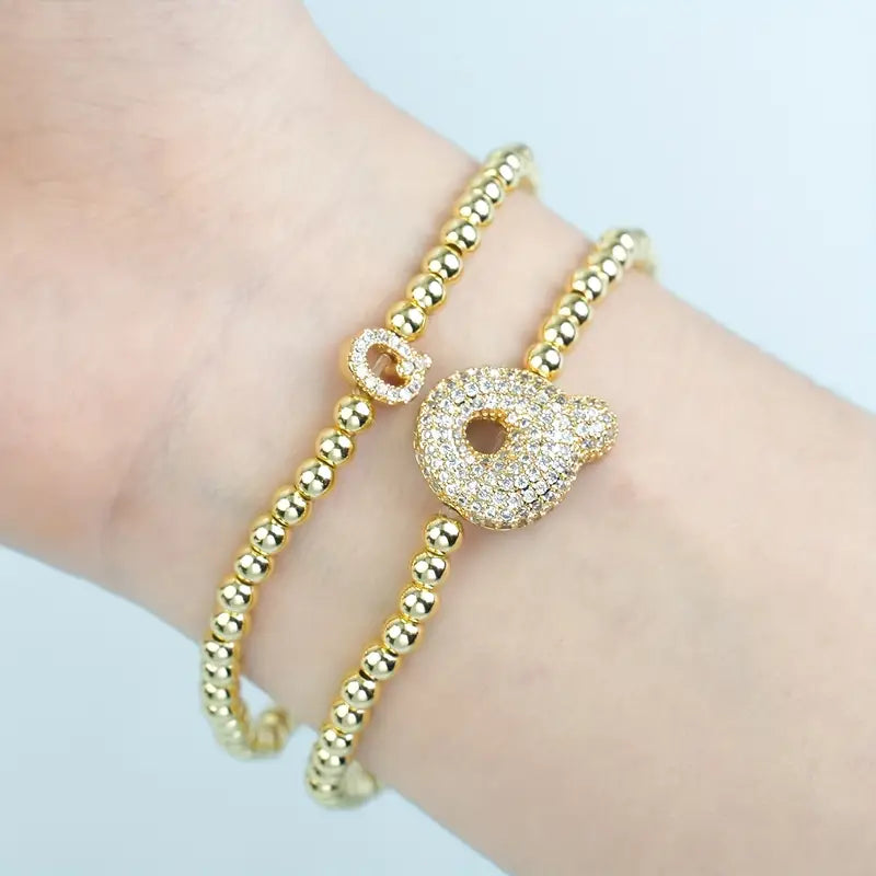A-Z Bubble Initial Beaded Bracelet Set