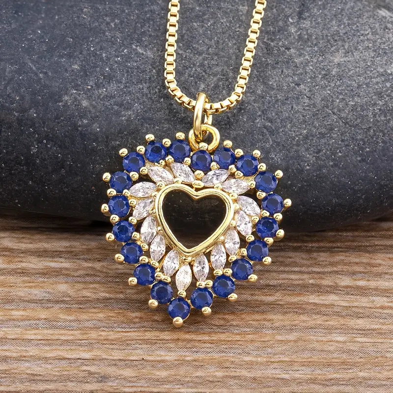 Floral Heart Rainbow Necklace