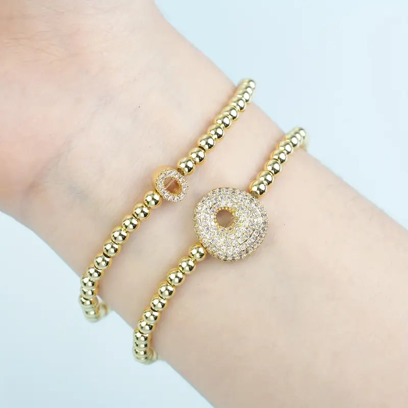 A-Z Bubble Initial Beaded Bracelet Set
