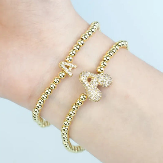 A-Z Bubble Initial Beaded Bracelet Set