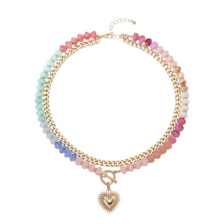 Rainbow Beaded Collar Necklace