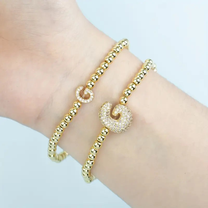 A-Z Bubble Initial Beaded Bracelet Set