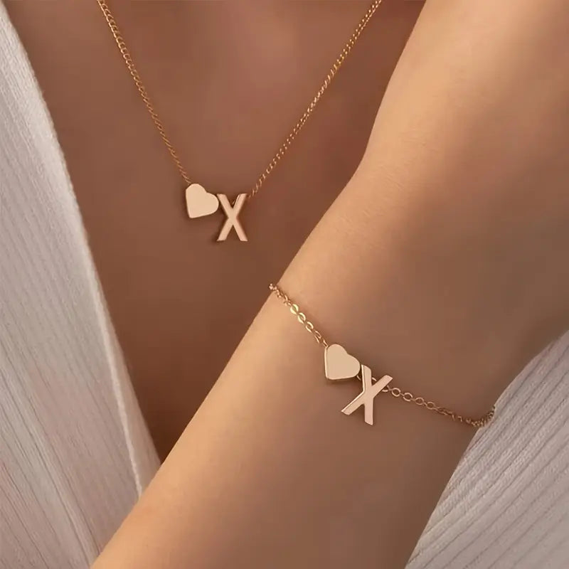 A-Z Heart Initial Jewelry Set