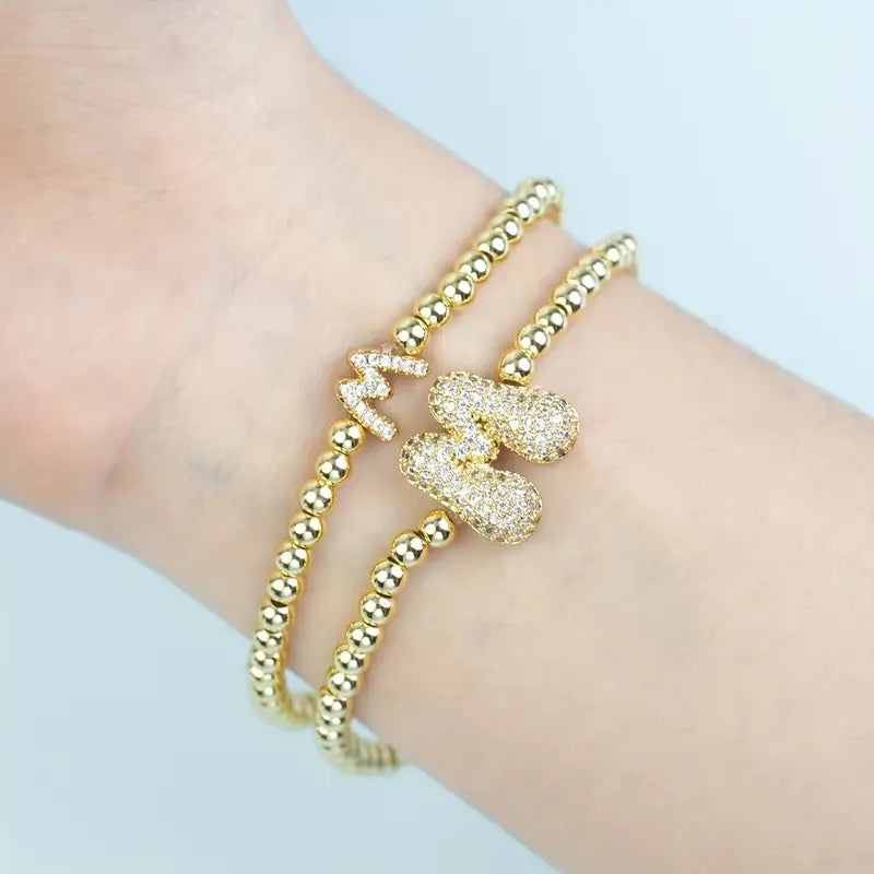 A-Z Bubble Initial Beaded Bracelet Set